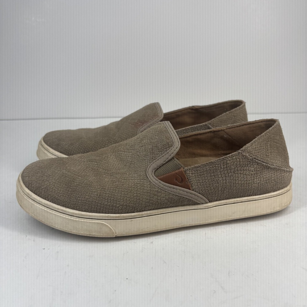 Olukai‎ Pehuea Women's US 8 Taupe Snake-Embossed Leather Slip-On Loafer Shoes - Picture 9 of 16